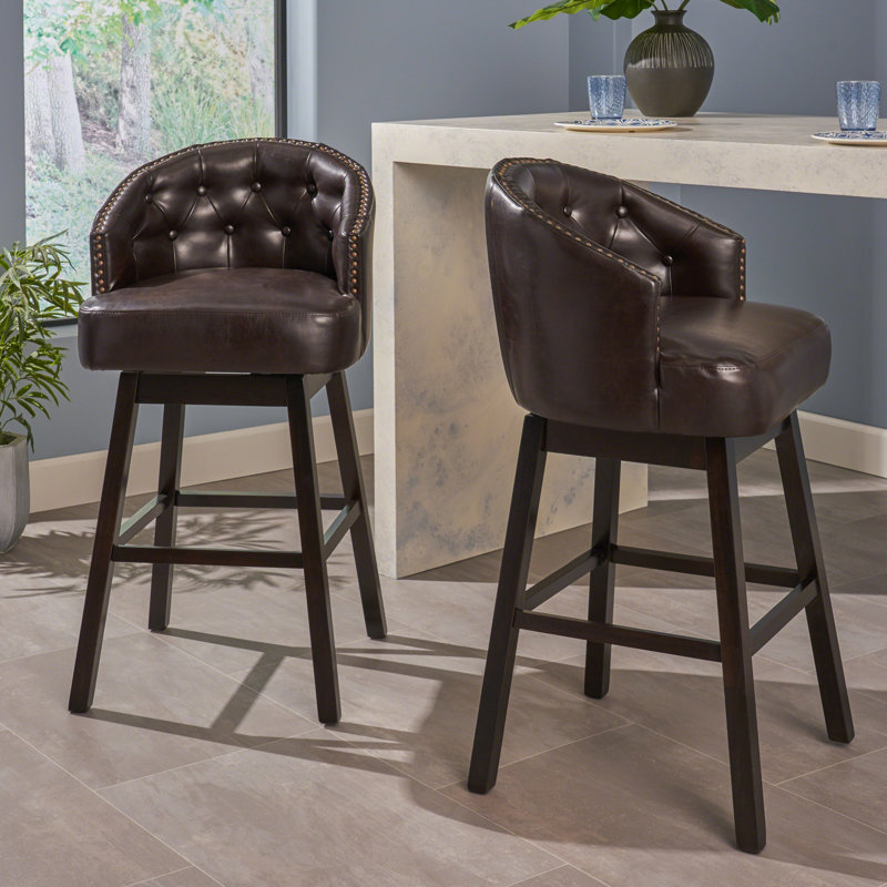 Farmington Swivel Upholstered Counter Stool with Solid Wood Frame